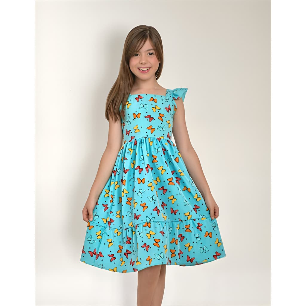 Vestido Estampa Borboleta Infantil E Juvenil Lindo