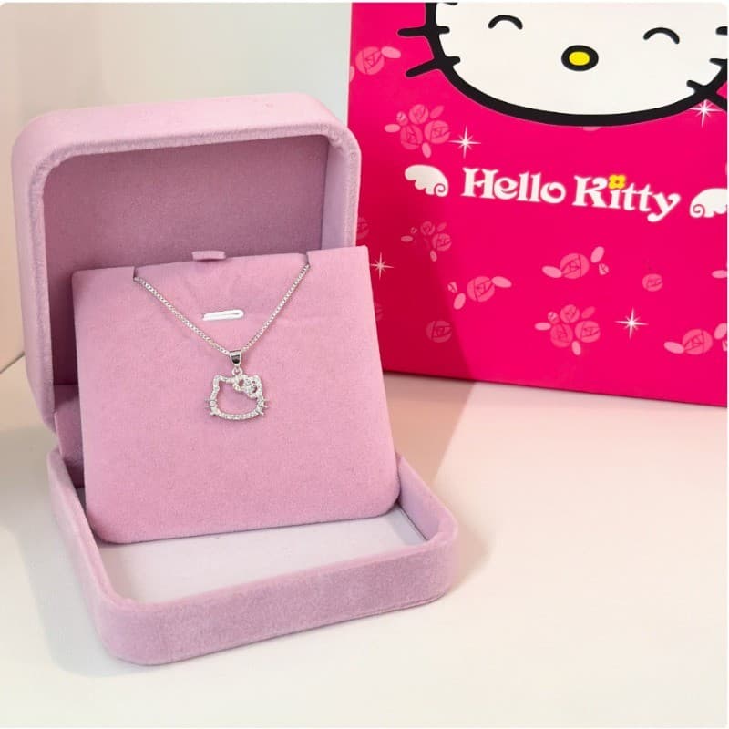 Colar De Prata Hello Kitty Para Mulheres , Pingente Fofo , Presente Namorada , Dia Dos Namorados , Joias Doces