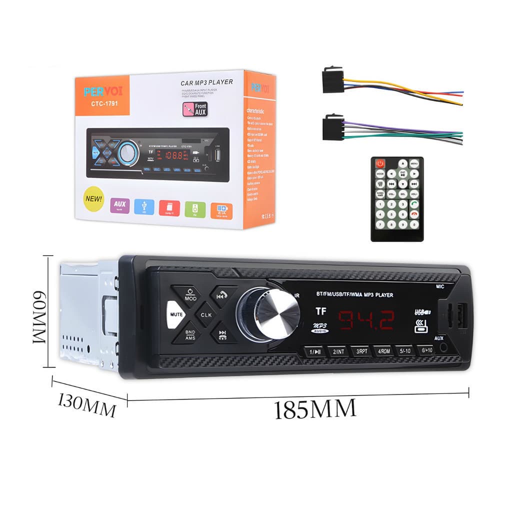 Rádio Automotivo Bluetooth CTC-1971 MP3 FM USB SD AUX LED Backlight Som Automotivo 1 DIN Universal