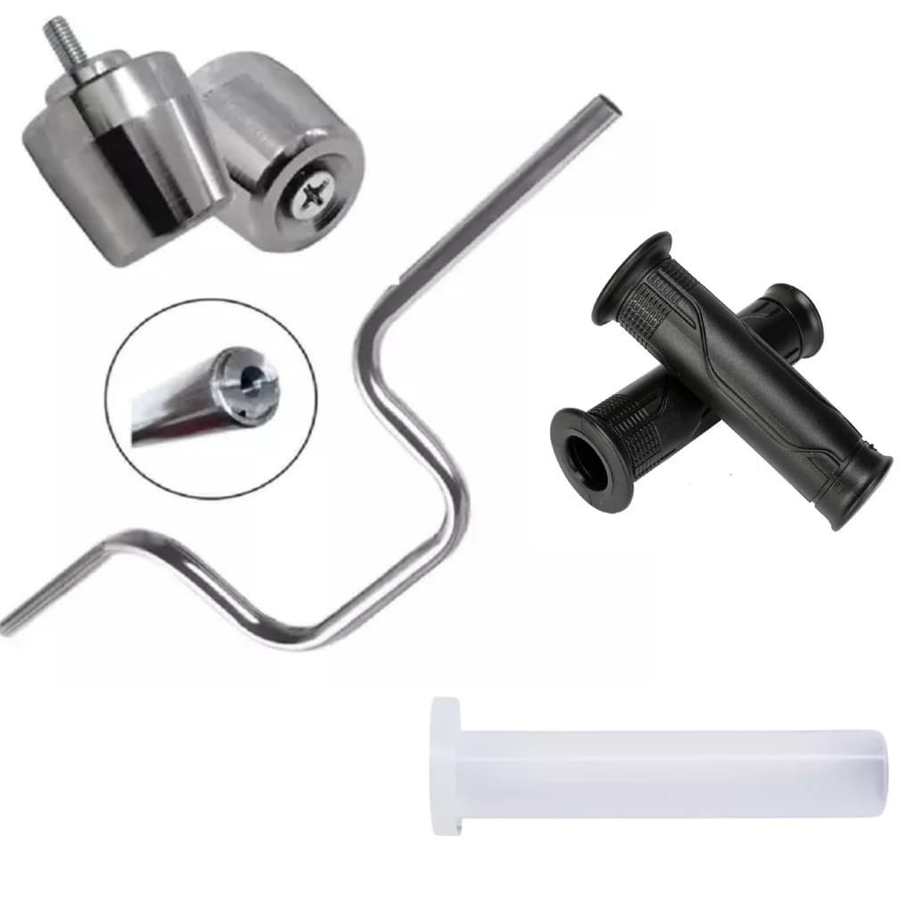 Guidão Ybr Com Pesinho Pcx e Par de Manoplas Roldana 125 2001 a 2015 Moto