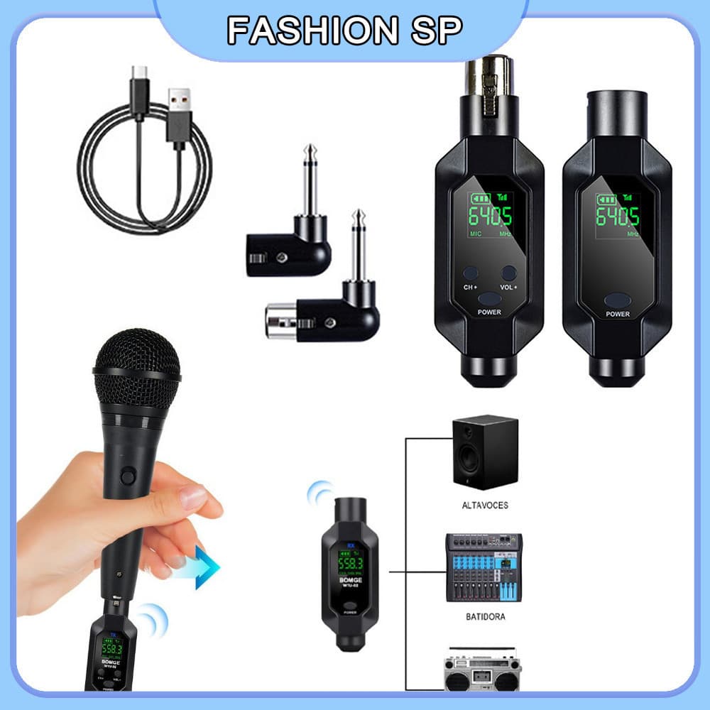 Sistema De Microfone Sem Fio UHF, Com Fio Para Sem Fio, Microfone Condensador/dinâmico, Suporta 48 V
