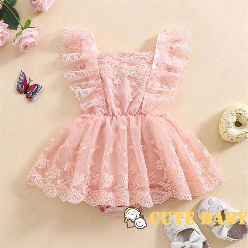 Eph-Infantil Bebê Meninas Vestido De Renda Sem Mangas Patchwork Body De Verão,0-24 Meses