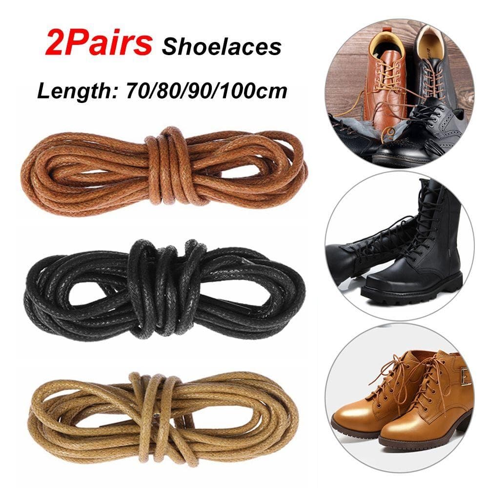 PEONYQ 2 Pares De Cadarços Redondos Encerados Masculinos Femininos 70/80/90/100 Cm De Couro Sapatos Sociais