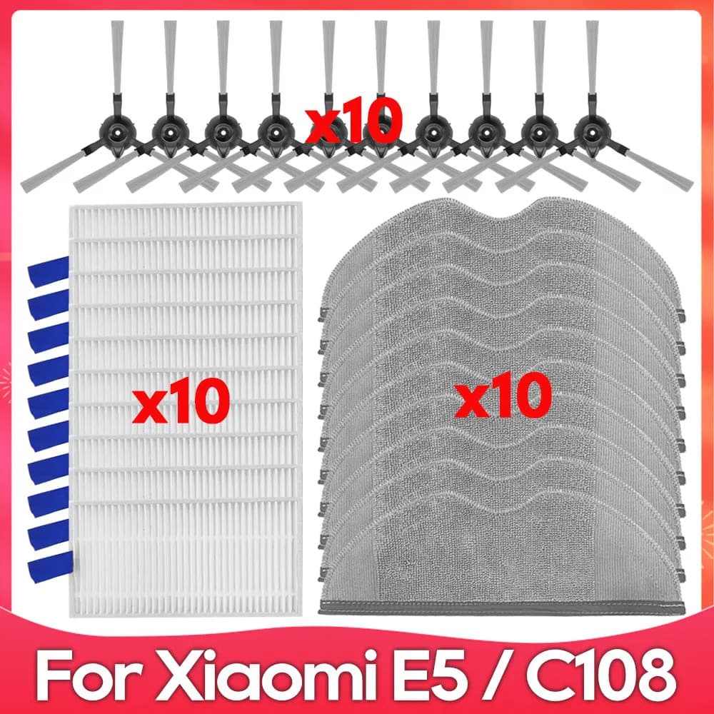 Compatível Para (Xiaomi Robô Aspirador E5/C108) Escova Lateral Mop Filtro Hepa De Pó Acessórios Parte De Reposição
