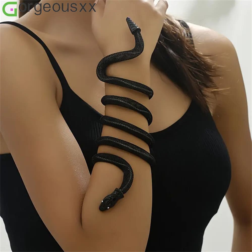 Corrente De Braço Serpentina Preta Exagerada Para Mulheres Pulseiras De Cobra Punk Personalizadas Joias De Festa