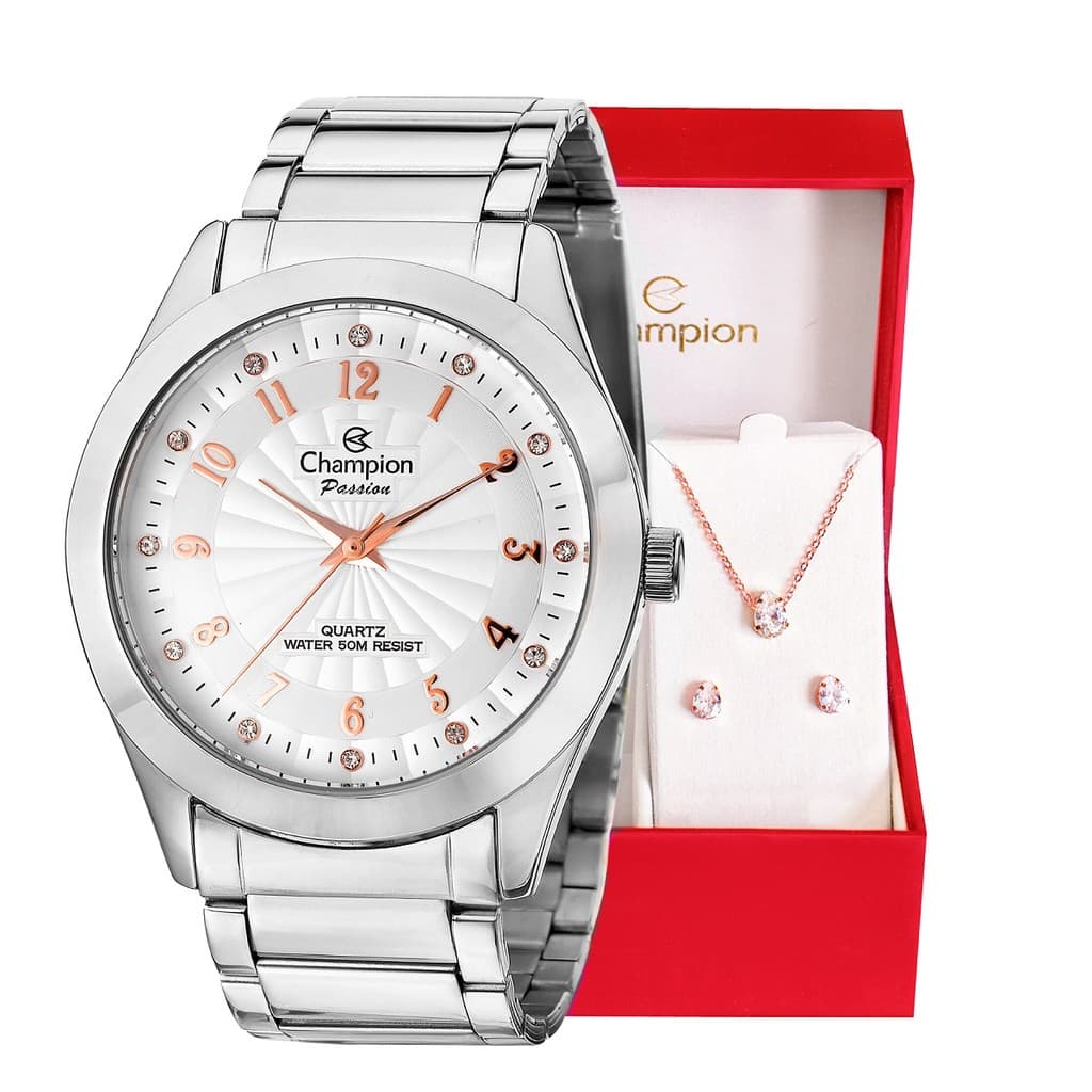 Relógio Prata Feminino Analógico CN29409N + Conjunto Colar e Brinco Feminino Prata Original