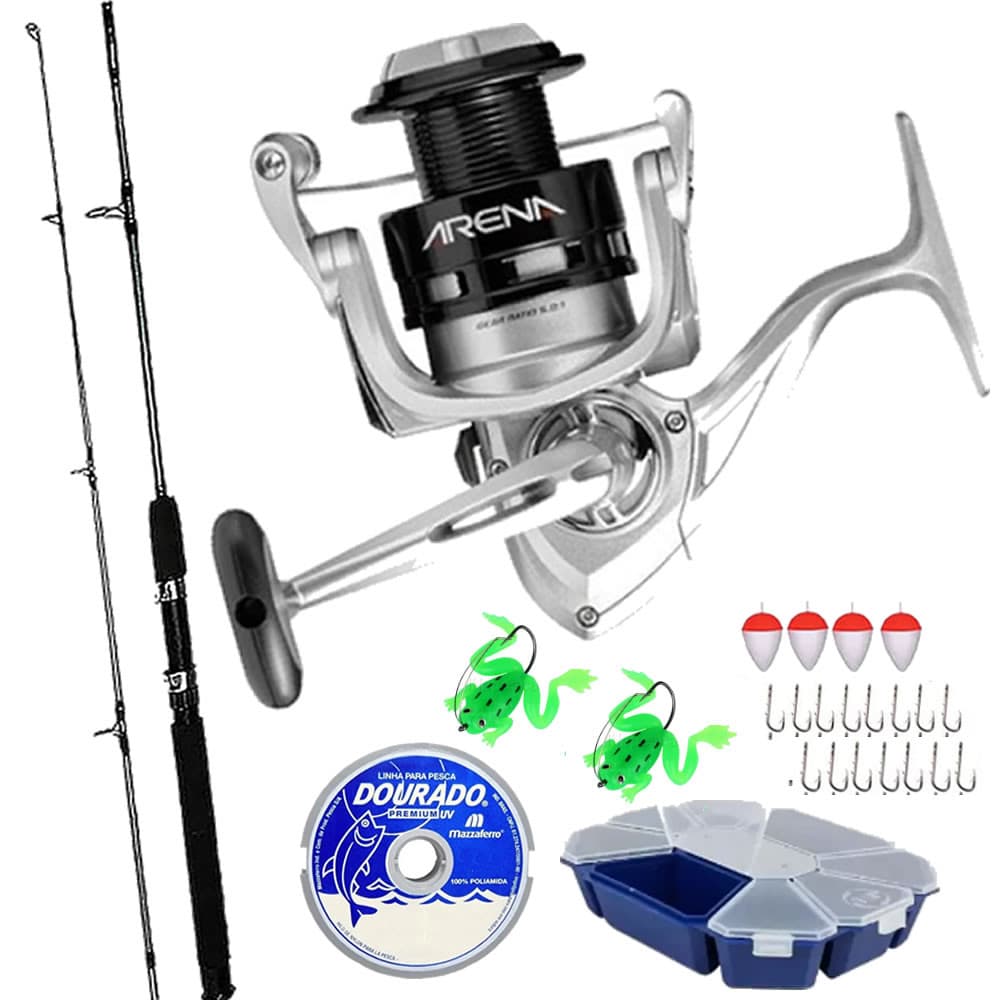 Kit Pesca Molinete Arena 4000 com Vara 1,80mts 40lbs e Estojo Completo