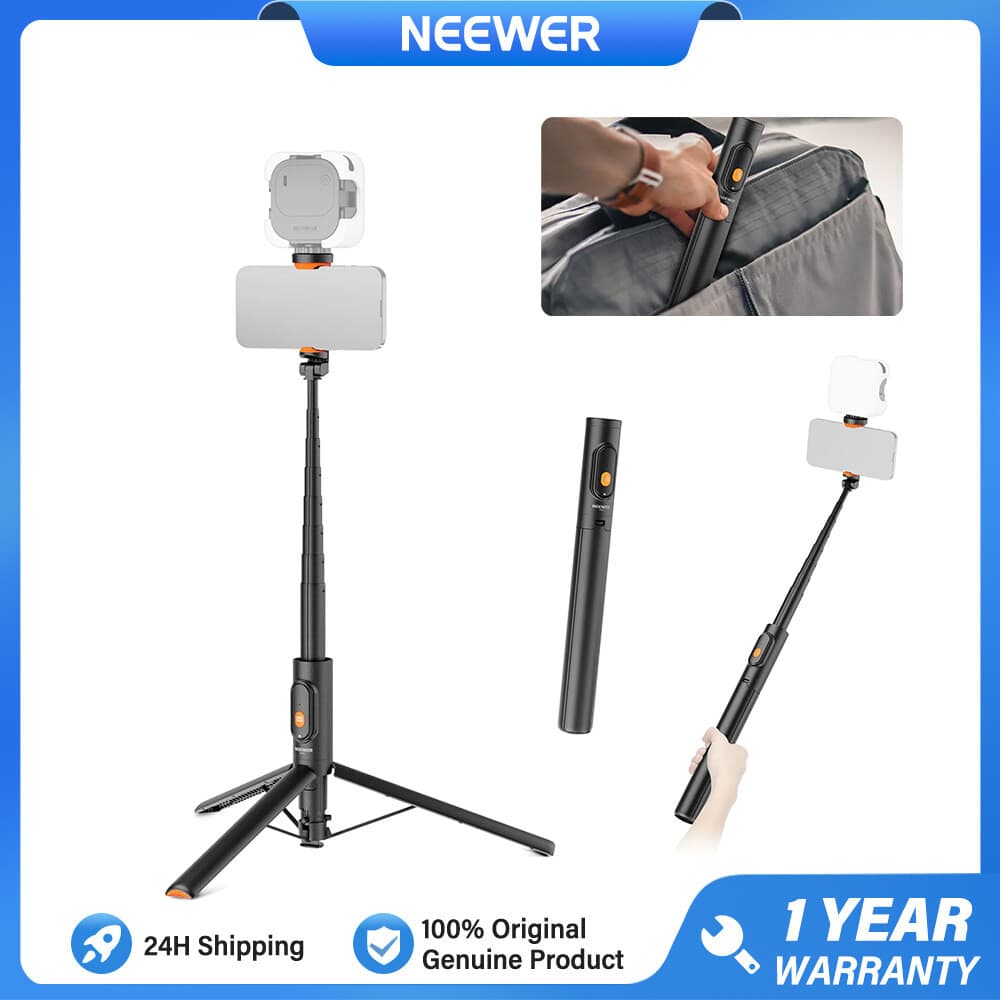 NEEWER Tripé De Implantação De Um Toque De 147 Cm Bastão De Selfie Com Controle Remoto Bluetooth , Suporte De Telefone D