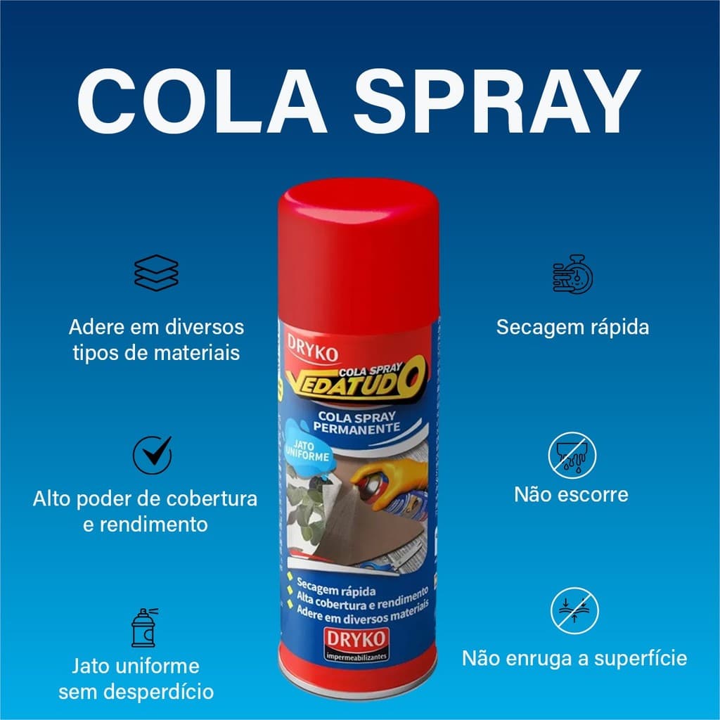 Cola Spray Permanente Dryko Cola Spray Madeira Tecidos Cola Sapatos Cola Instantanea Spray Tecidos