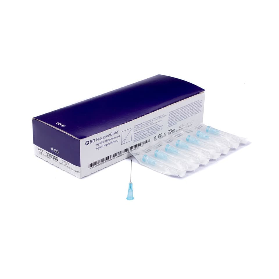 Agulha Hipodérmica Bd 25x6 Azul 0,60x25mm 23g Caixa 100 Un