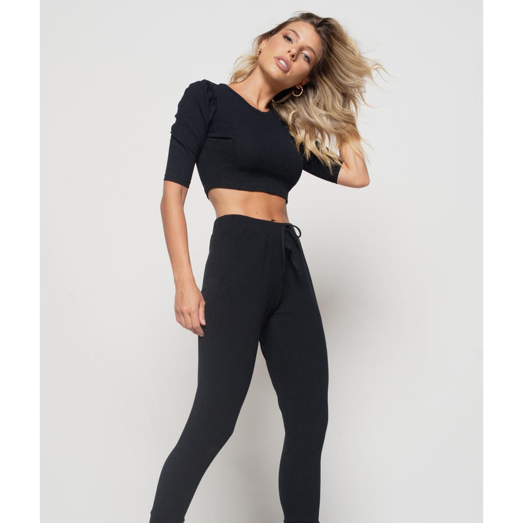 Calça Jogger Comfy Malha Canelada Salvatore Fashion