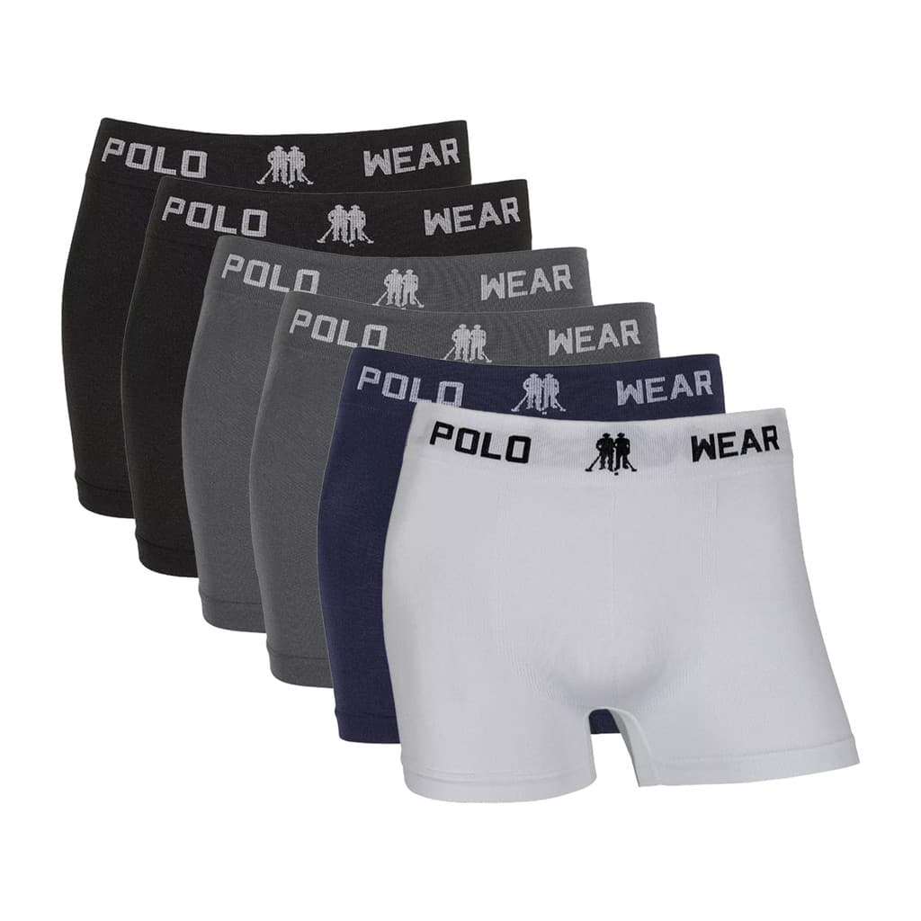 Kit 6 Cuecas Boxer Polo Wear Masculina Original Microfibra Sem Costura Conforto Premium