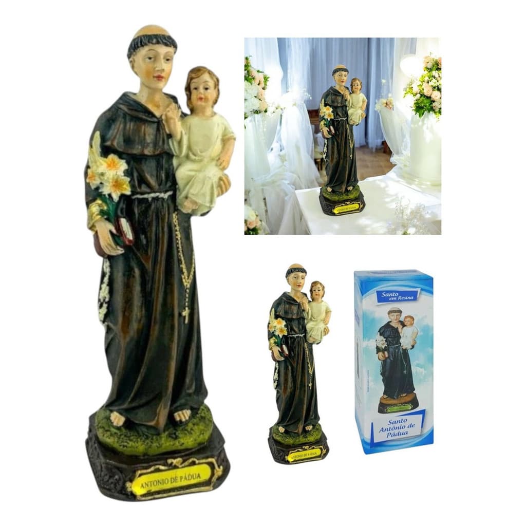 Imagem Santo Antônio de Pádua 17cm Resina Casamenteiro Oratório Presente Fé Decoração Envio Imediato