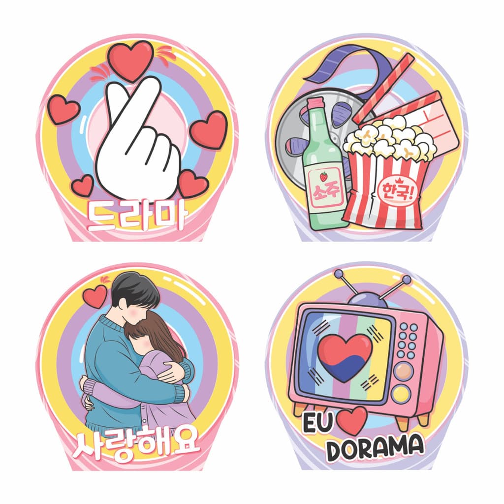 Kit 4 Peças Dorama EVA Decoração de Mesa de Festa Aniversário - Dia dos Namorados