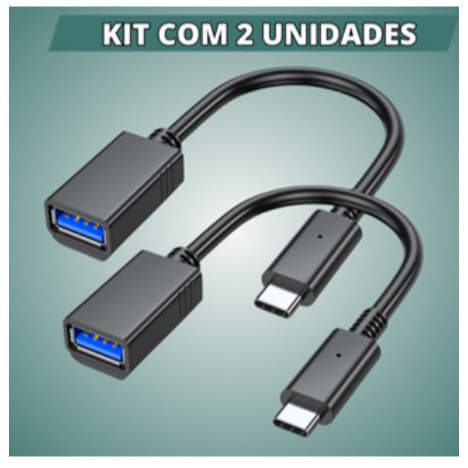 Kit 2 Cabos Adaptador OTG-C 3.0 Para Pendrive Transferencia de Dados