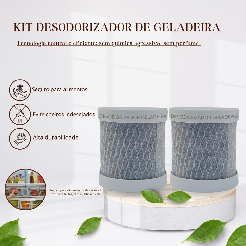 Kit 2 Pçs Tira Cheiro Geladeira  Desodorizador Neutralizador Anti Odor Carvão Ativado Carbon block