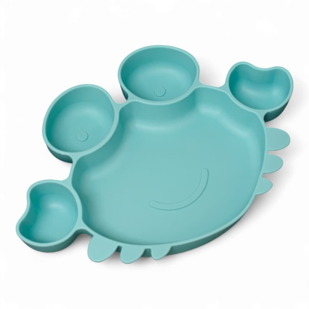 Prato Infantil com Divisória Ventosa em Silicone Livre de BPA tigela de bebe Formato Caranguejo