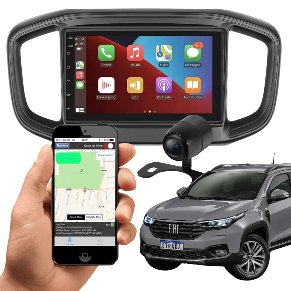 Multimidia Android Carplay Strada 20-24 9pol C/ Com. Volante
