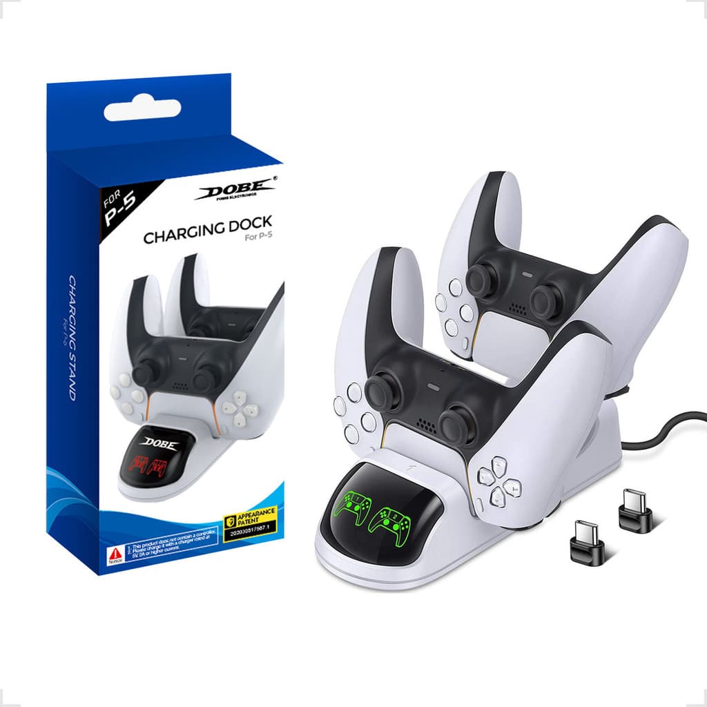 Carregador Duplo Dock Compatível Para Controle Ps5 Playstation 5 Carregamento Rápido Dobe TP5-0506