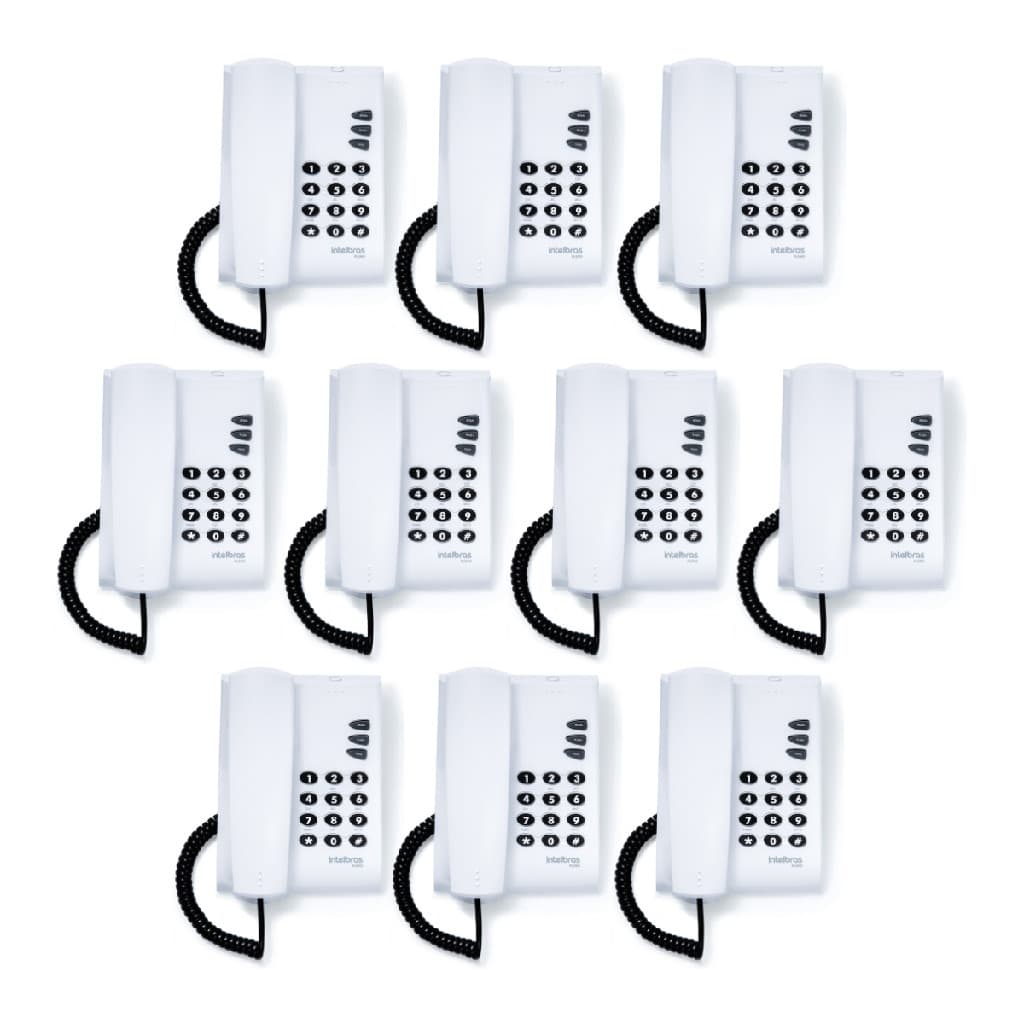 Telefone Fixo Com Fio Pleno Intelbras Sem Chave Cinza - 10 Unidades