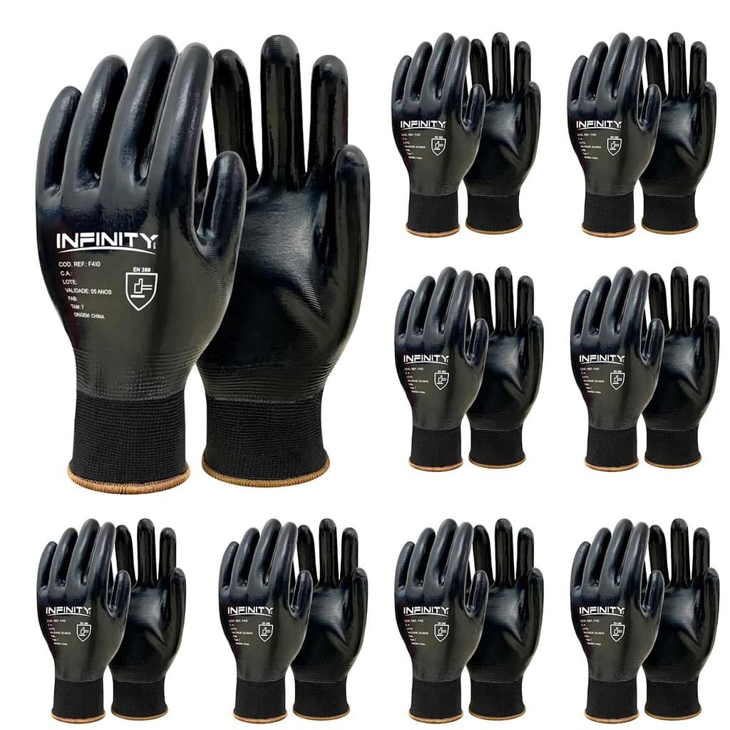 Kit C/ 6 Luva Mecânico Impermeável Malha Full Nitrilica