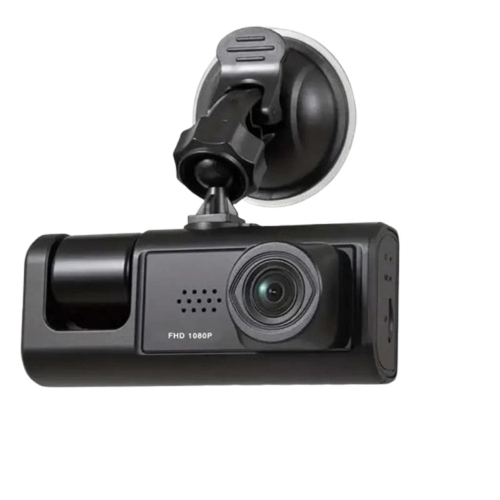 Dash Cam Automotiva 3 Câmeras, Gravador Veicular com Câmera Frontal e Traseira