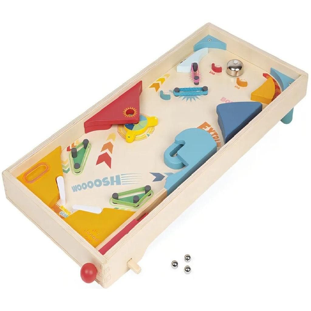 Jogo Super Pinball Infantil em Madeira Brinquedo Didático Mini Fliperama - Janod