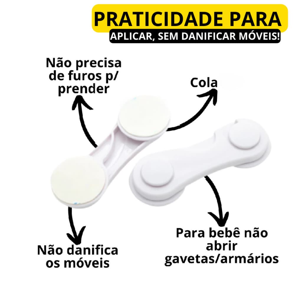 KitTrava De Segurança Para Armarios Trave Armarios de Crianças Bebes Casa Apartamento- Makeupnails-