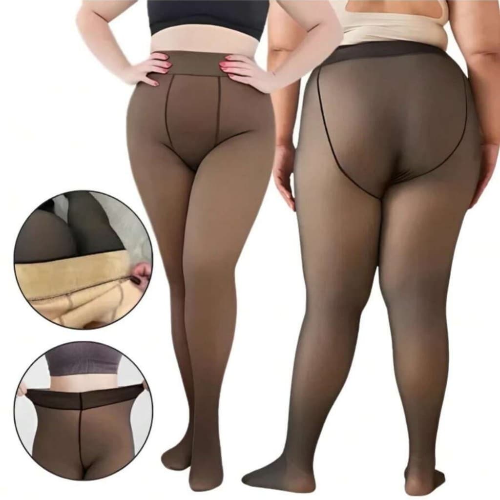 Meia-Calça Térmica   Peluciada Translúcida de Lã Plus size Legging Grossa Inverno Quente Feminina