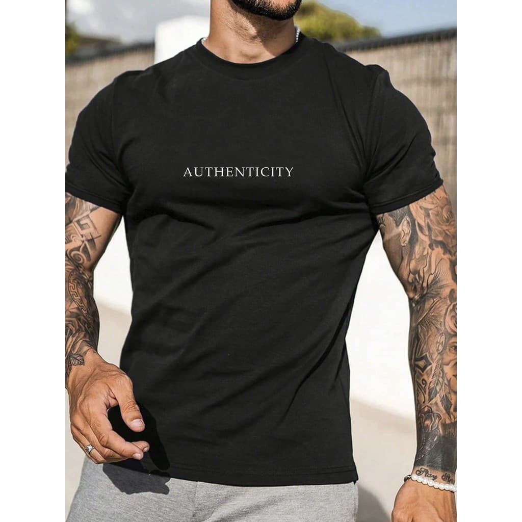 Camiseta Básica Casual Authenticity Camisa Blusa Unissex Masculino Feminino Plus Size Streetwear Preto Branco