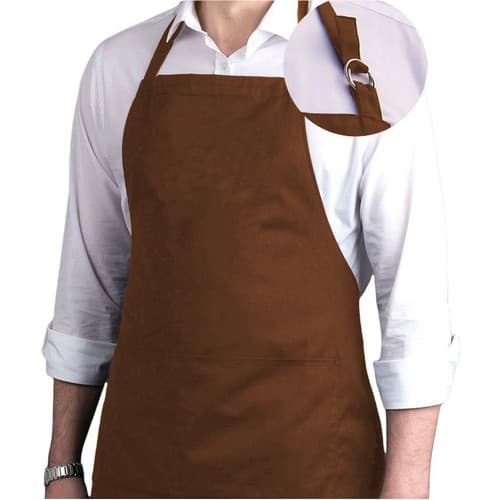 Avental Oxford C/ Bolso Uniforme Restaurante Evento Chef Garçon Marrom