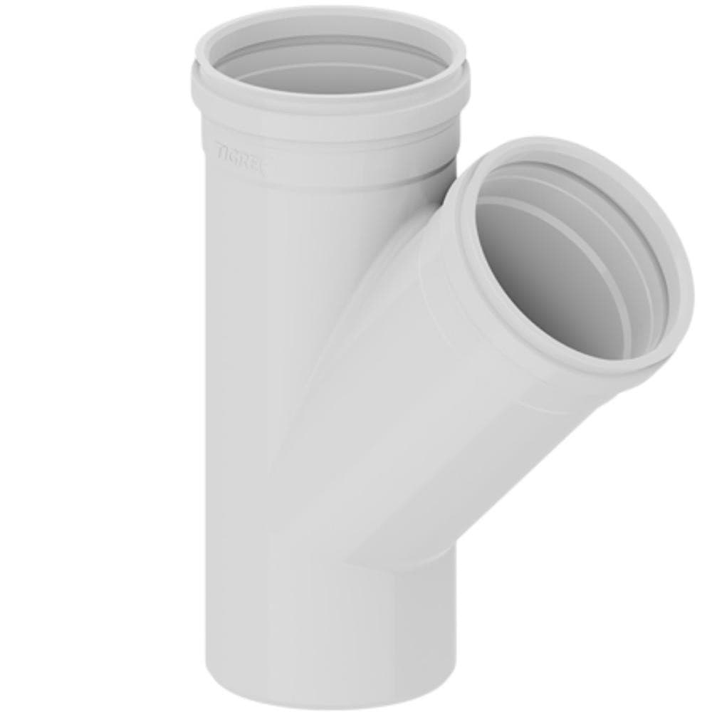 Junção Simples Em Y 45° Graus PVC Branca Para Canos De Água De Esgoto De 1.1/2” DN 40mm Tigre