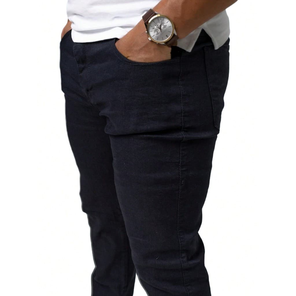 Calça Jeans Masculina Slim Preta Confortável Elastano Trabalho Casual Presente Tam 36 a 56. Presente Pai