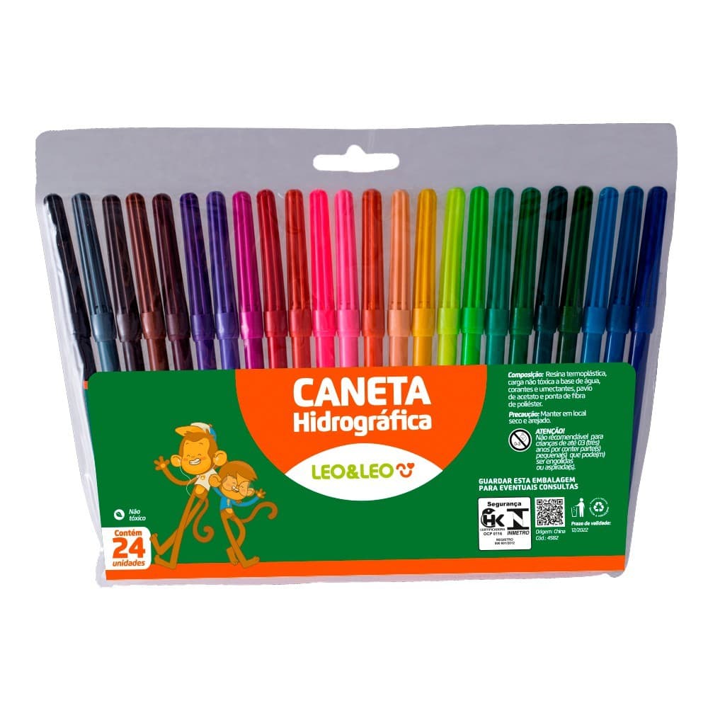 Caneta Hidrográfica Canetinha  Estojo com 6/12/24 Cores - Leo&Leo / WX Gift