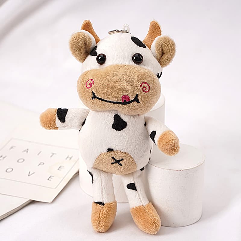 Garfo garfo vaca brinquedo de pelúcia chaveiro Animal pingente de pelúcia saco de escola carro bonito nu vaca pingente