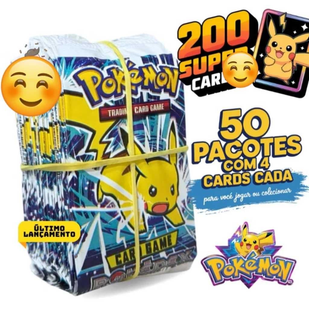 Kit com 100, 200 ou 400 Cards Pokemon – Lembrancinha Aniversário E Brinde
