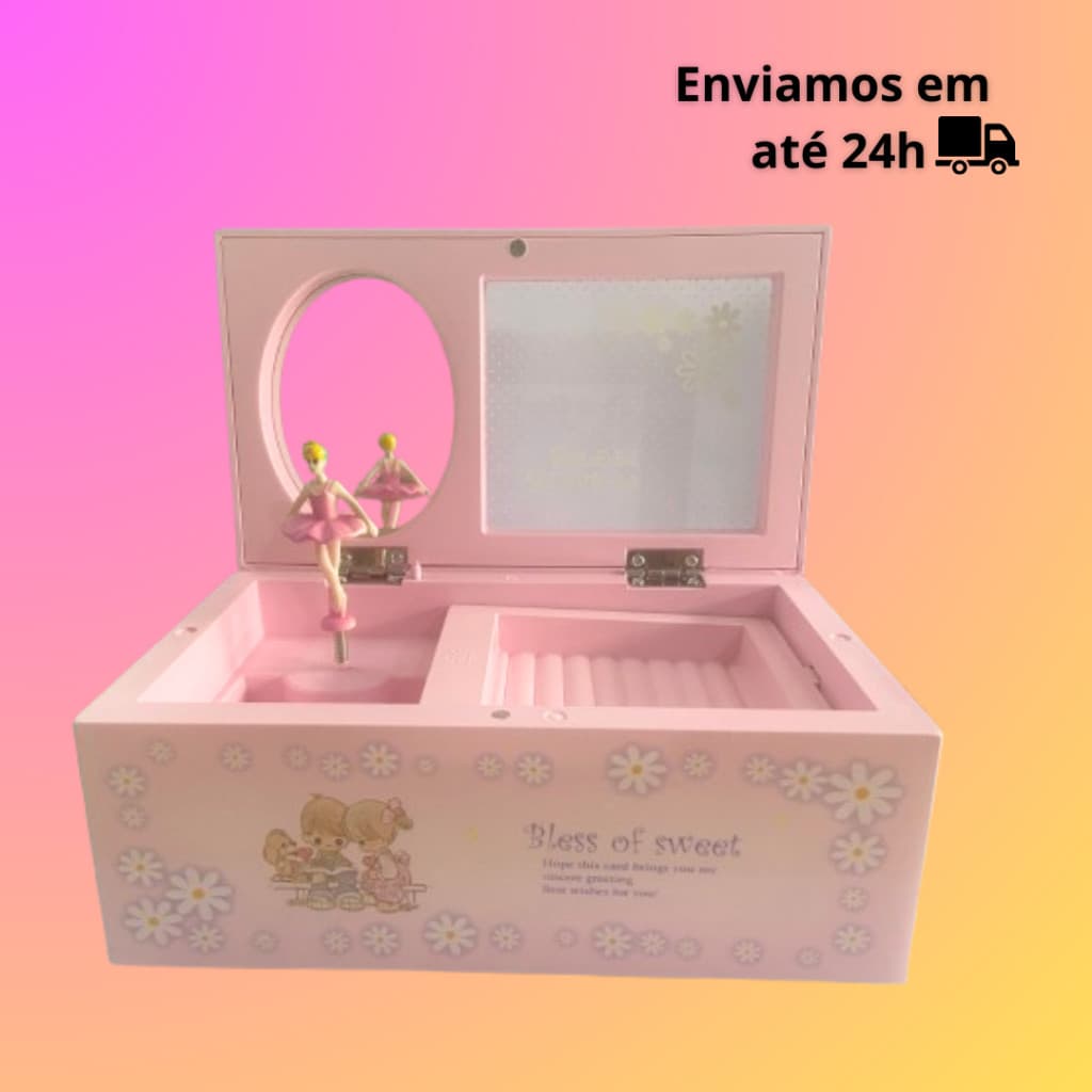 Caixinha de Música Porta Joias C/ Bailarina Rosa
