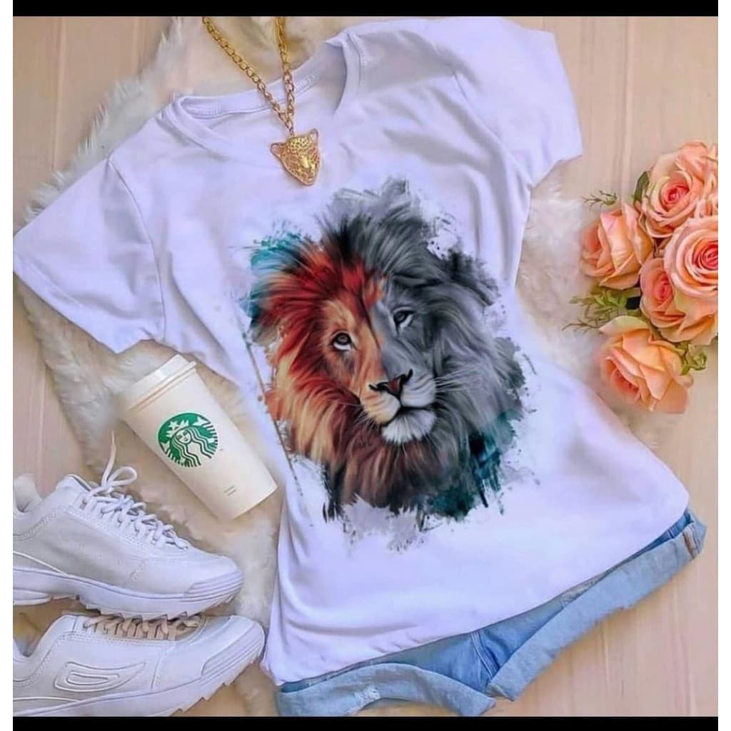 Camisa T-SHIRTS POLIÉSTER BRANCO LEÃO DE JUDÁ Envio Rapido