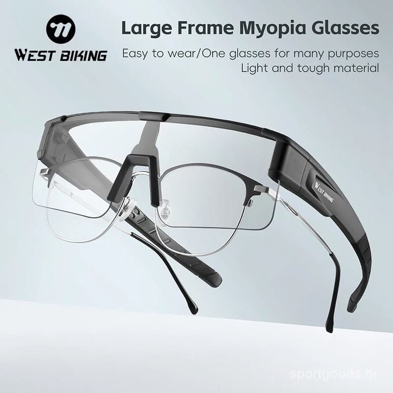 Óculos de Sol Quadrados Polarizados WEST BIKING para Homens, Fotocromáticos, Ajuste para Óculos Míopes, Condução, Pesca,