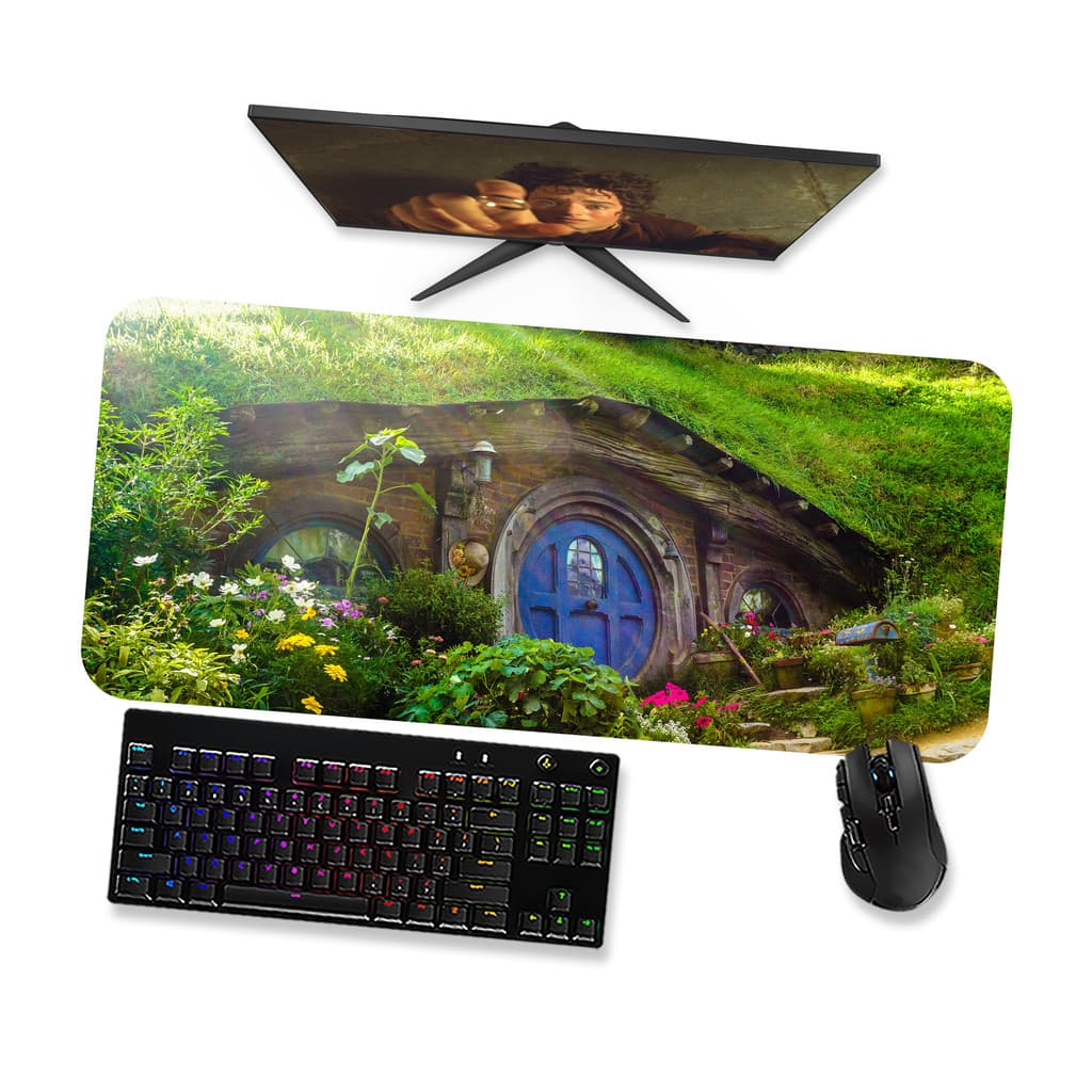 Mouse Pad Gamer Grande  Senhor dos Anéis Toca Hobbit 1  90x40 80x40 60x40 70x30 45x40