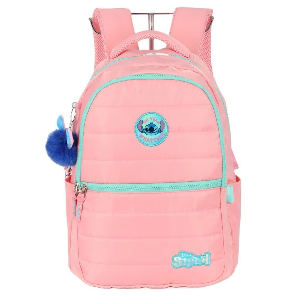 Mochila De Costas Stitch Escolar Infantil Laptop Salmao