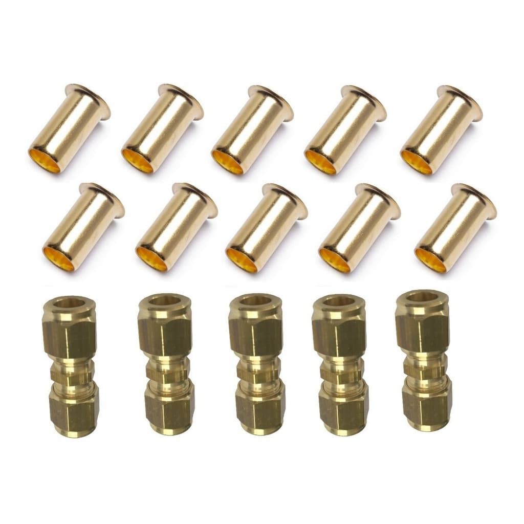 União Compressão Tubo De Cobre 5/8 5 Pçs + 10 Pçs Inserts