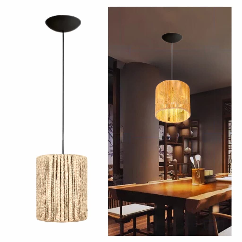 Pendente Lustre Palha Sisal Rustico De Fibra Natural Para Sala Cozinha Pequeno Decorativo Retrô