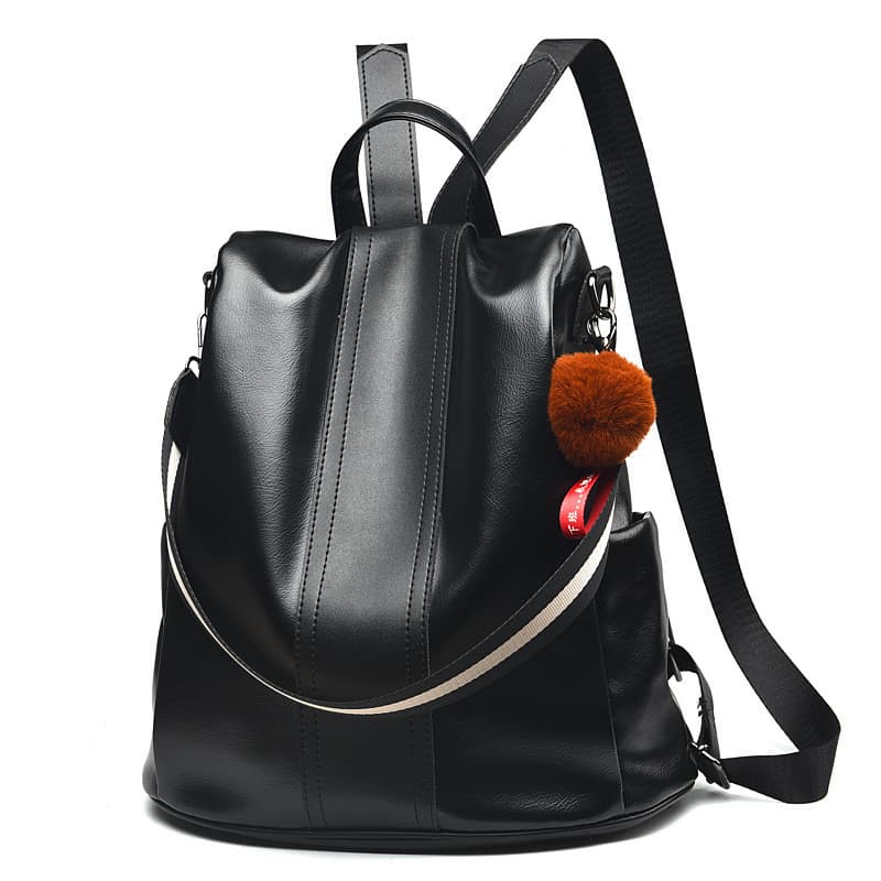 Mochila Feminina Elegante De Grande Capacidade PU Couro Macio Emenda Casual Bolsa De Ombro