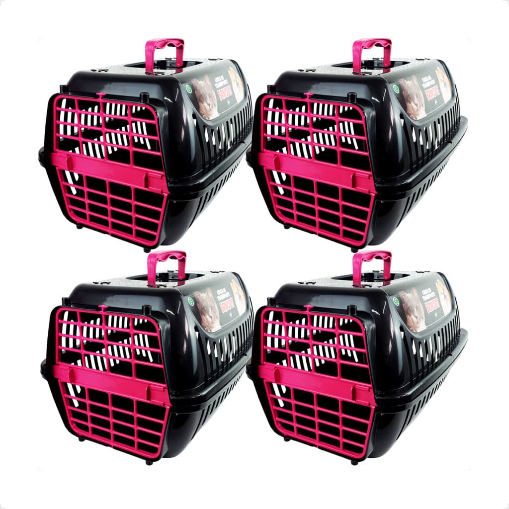 Kit 4 Caixa de Transporte Brinqpet N2 Premium – Preto e Rosa