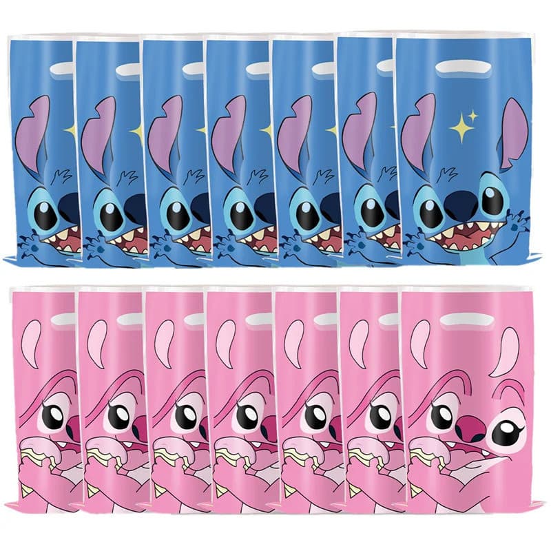10/30 Pcs Sacolas de Presente de Plástico Disney Rosa Azul Lilo & Stitch Suprimentos para Festa Meninos Meninas Aniversá