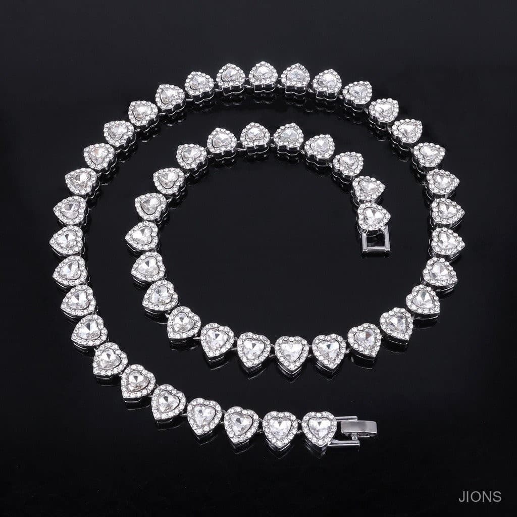 【JIONS】Colar E Pulseira De Cristal De Gelo De 11Mm Estilo Hip-Hop Cheio De Diamantes AcessóRios De Moda Unissex Corrente