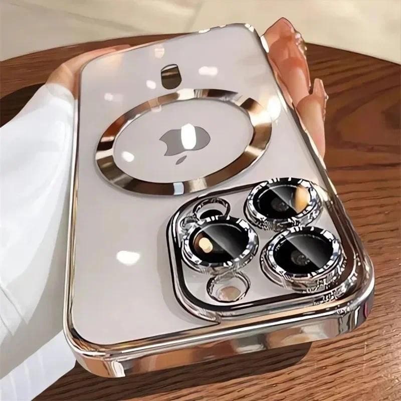 Caso Chapeamento Magnético Para iPhone 16 15 14 Plus 13 12 11 Pro Max Protetor De Lente Da Câmera Vidro Magsafe Carregad