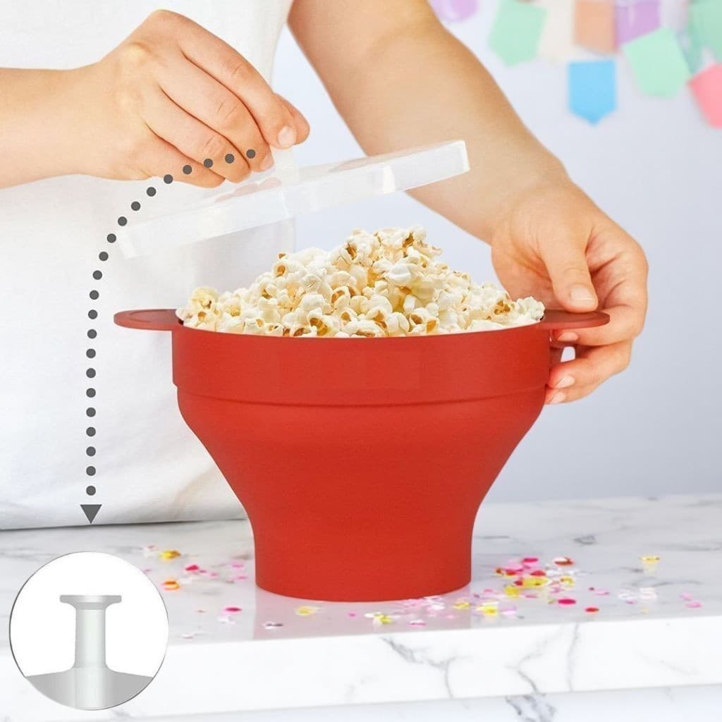 Pipoqueira Para Micro-ondas Sem Óleo Balde Pipoca Silicone Com Tampa Saudável Sem BPA Prático