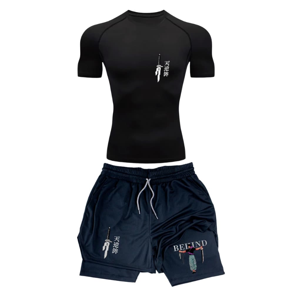Kit Treino Academia Camiseta E Short Toji Fushiguro Inverted Behind Jujutsu Kaisen Gym